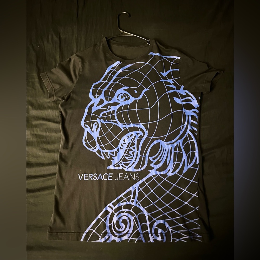 VERSACE JEANS BLACK T-SHIRT TIGER PRINT